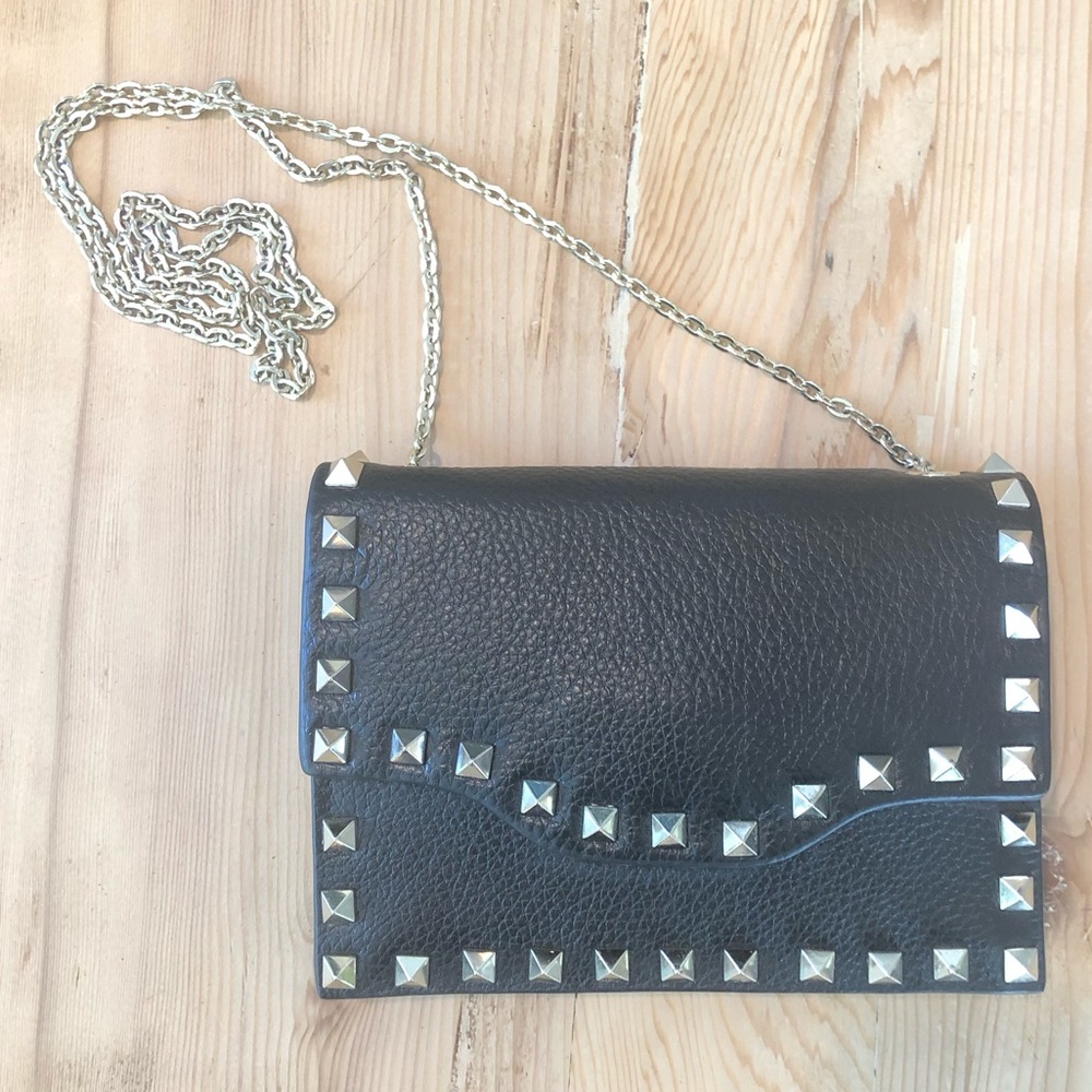 KC Jagger Rockstud Leather Black Clutch Purse